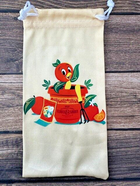 Soft Eye Sunglasses Accessory Pouch Pull Top Yellow Orange Bird Flower Garden