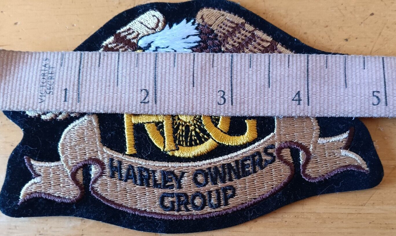 TWO HARLEY DAVIDSON HOG PATCHES 5" X 3" HARLEY OWNERS GROUP ONE SINGAPORE 1 REG