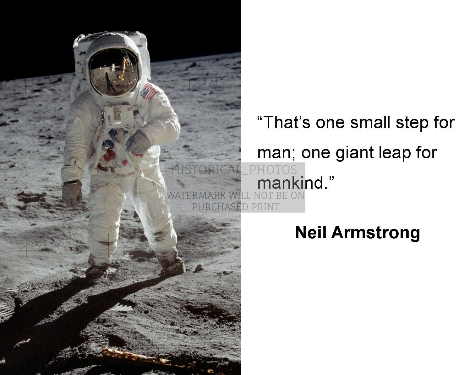 NEIL ARMSTRONG "ONE SMALL STEP FOR MAN, GIANT LEAP FOR MANKIND" 8X10 PHOTO