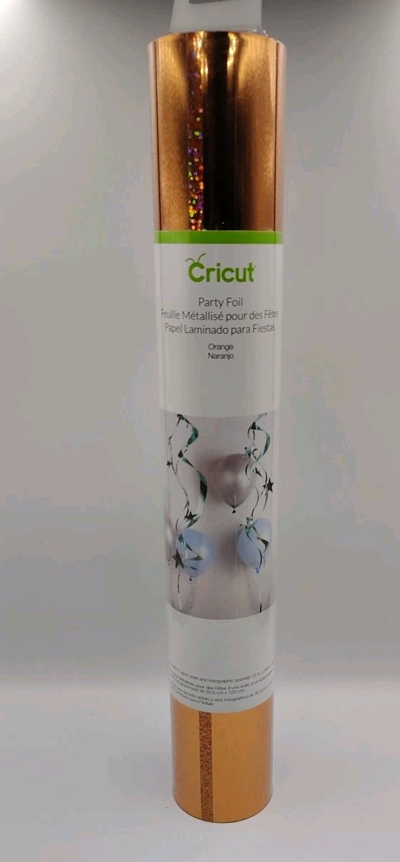 Cricut Party Foil 2 Sheets Solid & Holographic Sparkle 12" x 48" ORANGE