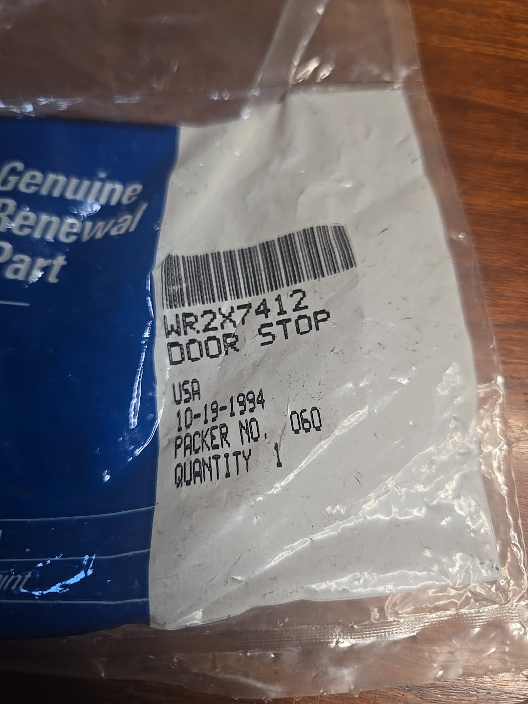 Genuine OEM GE WR2X7412 Door Stop (9E2)