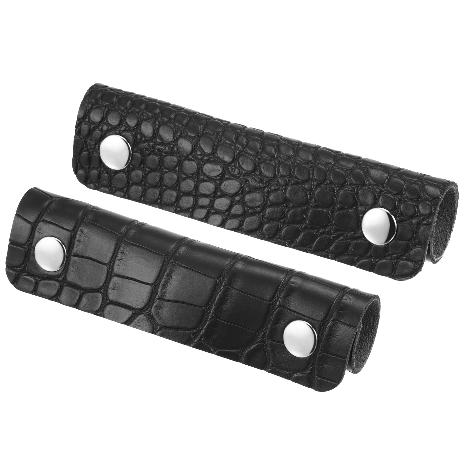 Luggage Handle Wrap, 2 Pack Irregular Pattern PU Handbag Grip with Clasp, Black