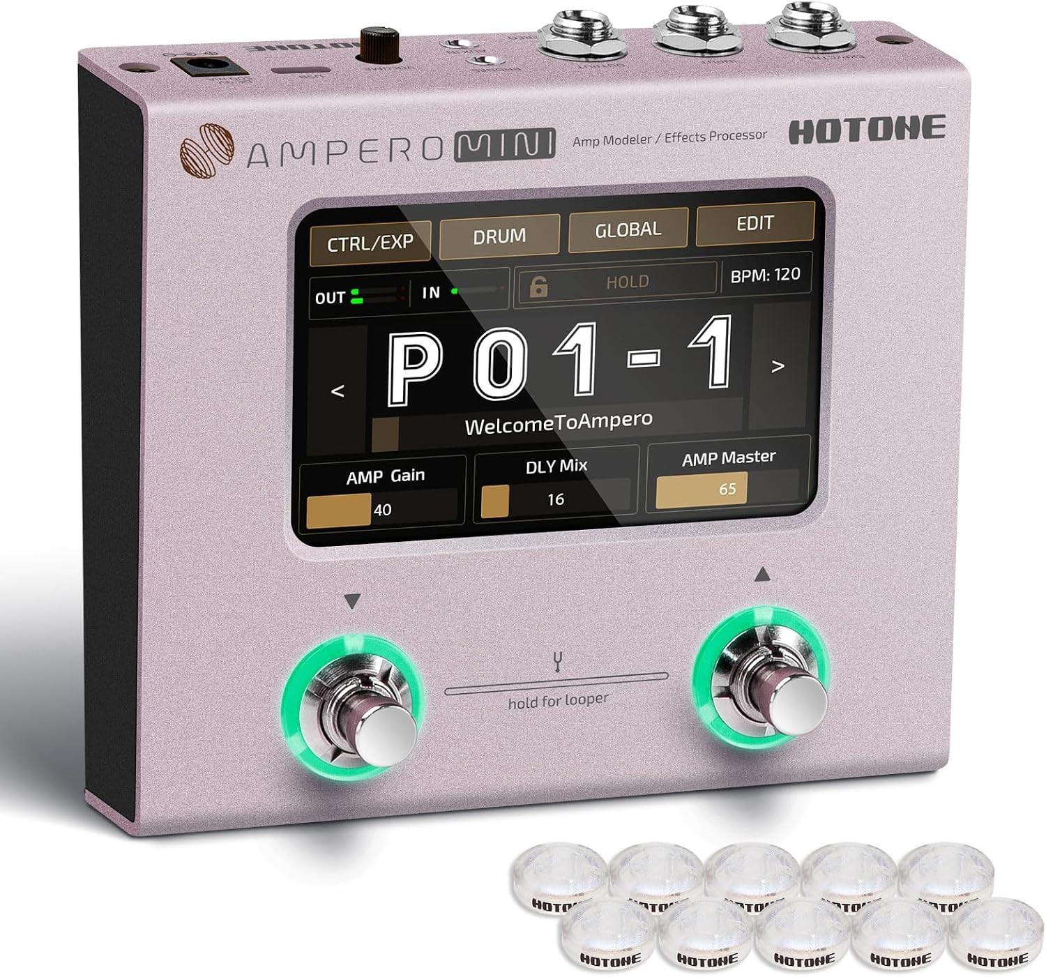 HOTONE Ampero Mini MP-50 Guitar Bass Multi Effects Processor Pink