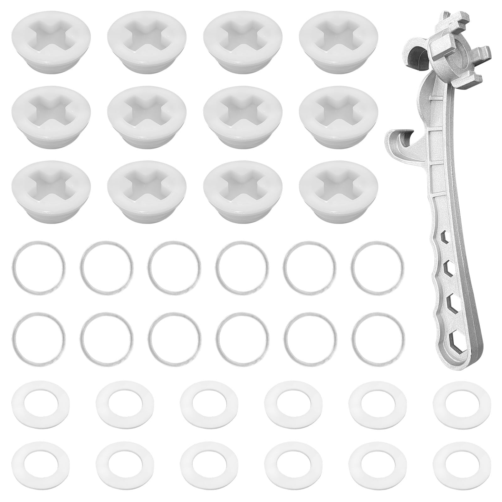 12 PCS 2 Inch Drum Bung Caps With Gaskets Opener Tool Fits 55 Gallon Plastic