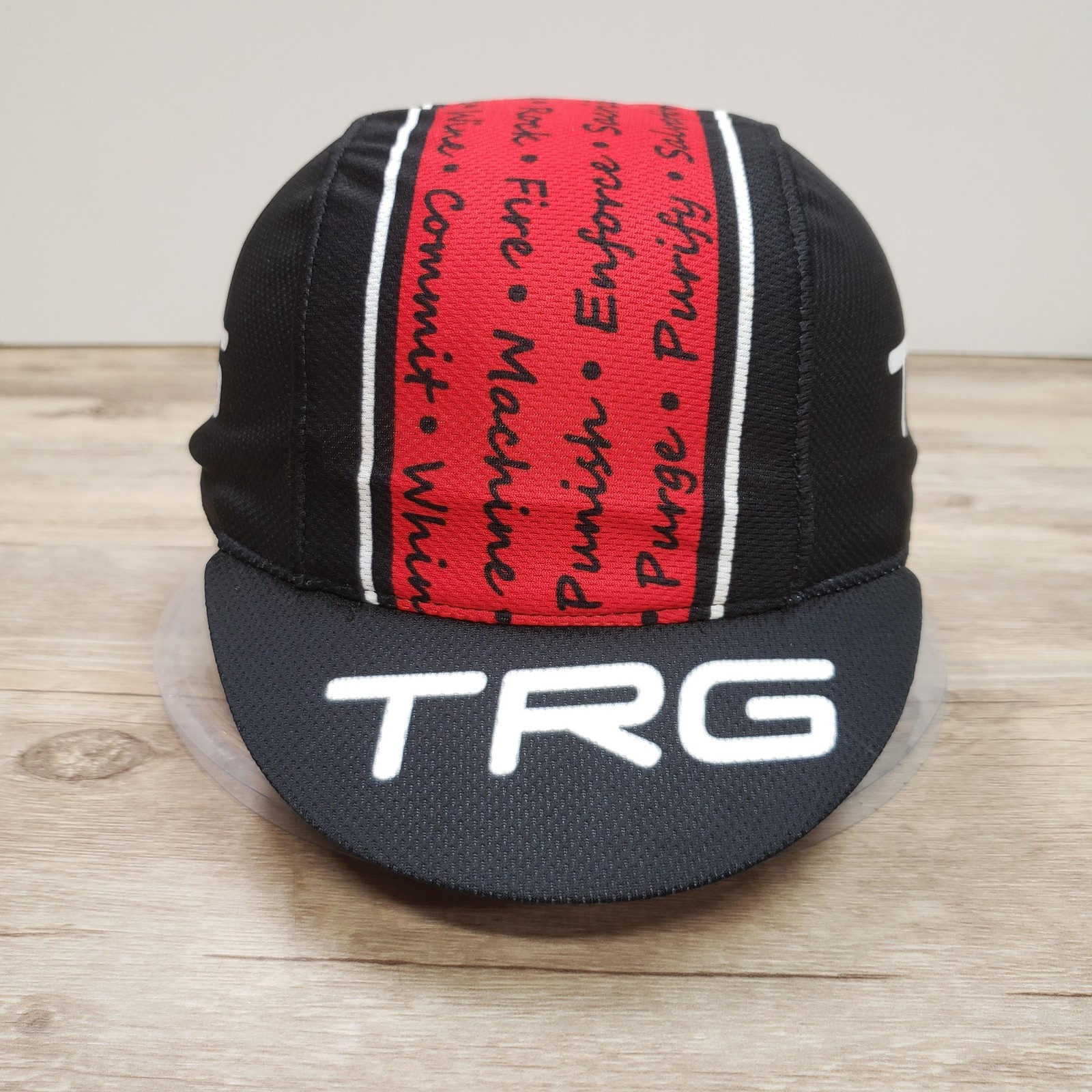 Voler TRG Cycling Cap Hat Mens One Size Black Red Mesh Stripe USA Bike Logo