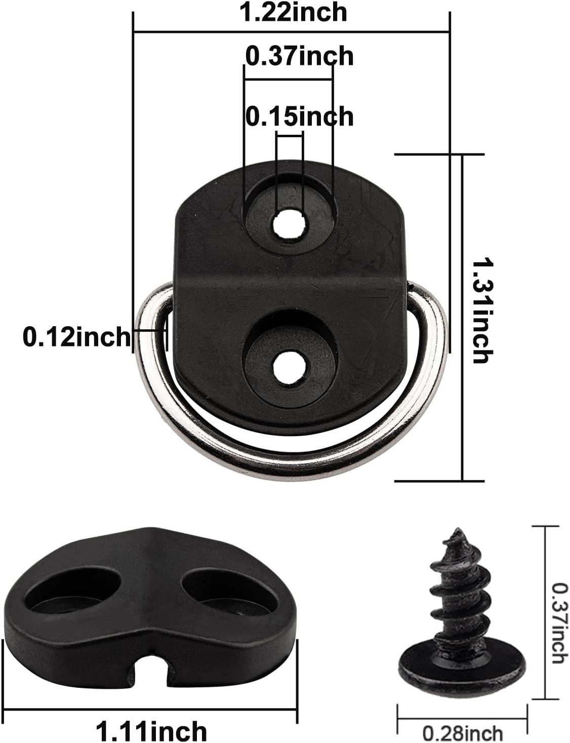 Black D Ring Tie Down Anchors,6Pcs Heavy Duty D Ring with Screws,Surface Mount