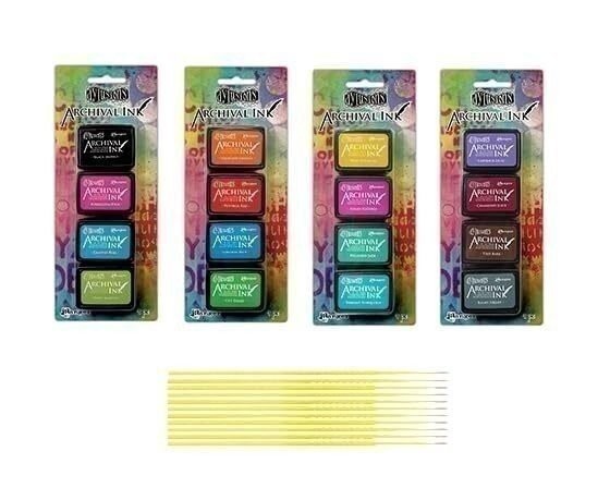 Dylusions Mini Archival Ink Pads Bundle - 16 Vibrant Ranger Dylusions Mini