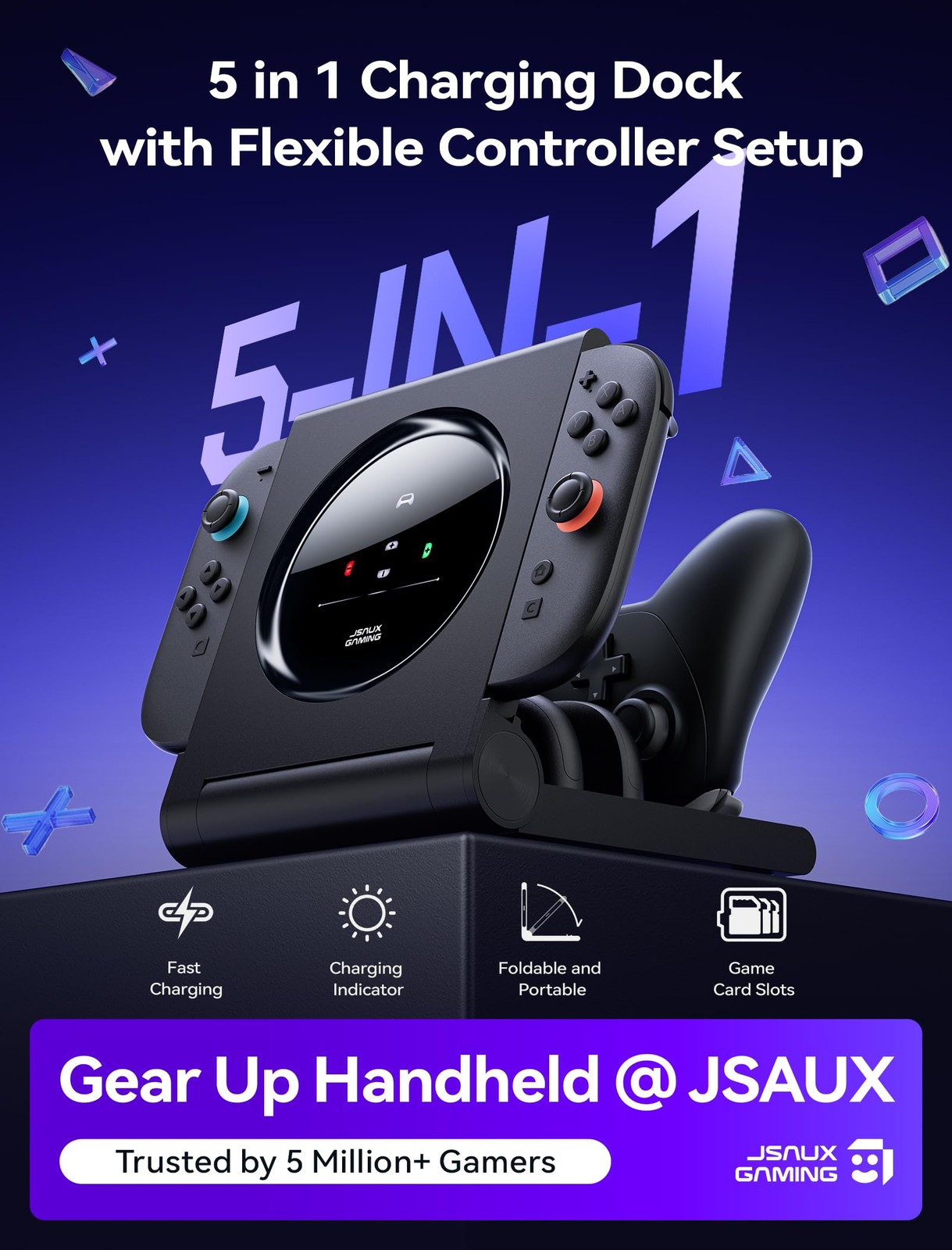 JSAUX Switch Pro Controller and JoyPad 5-in-1 Charging Dock