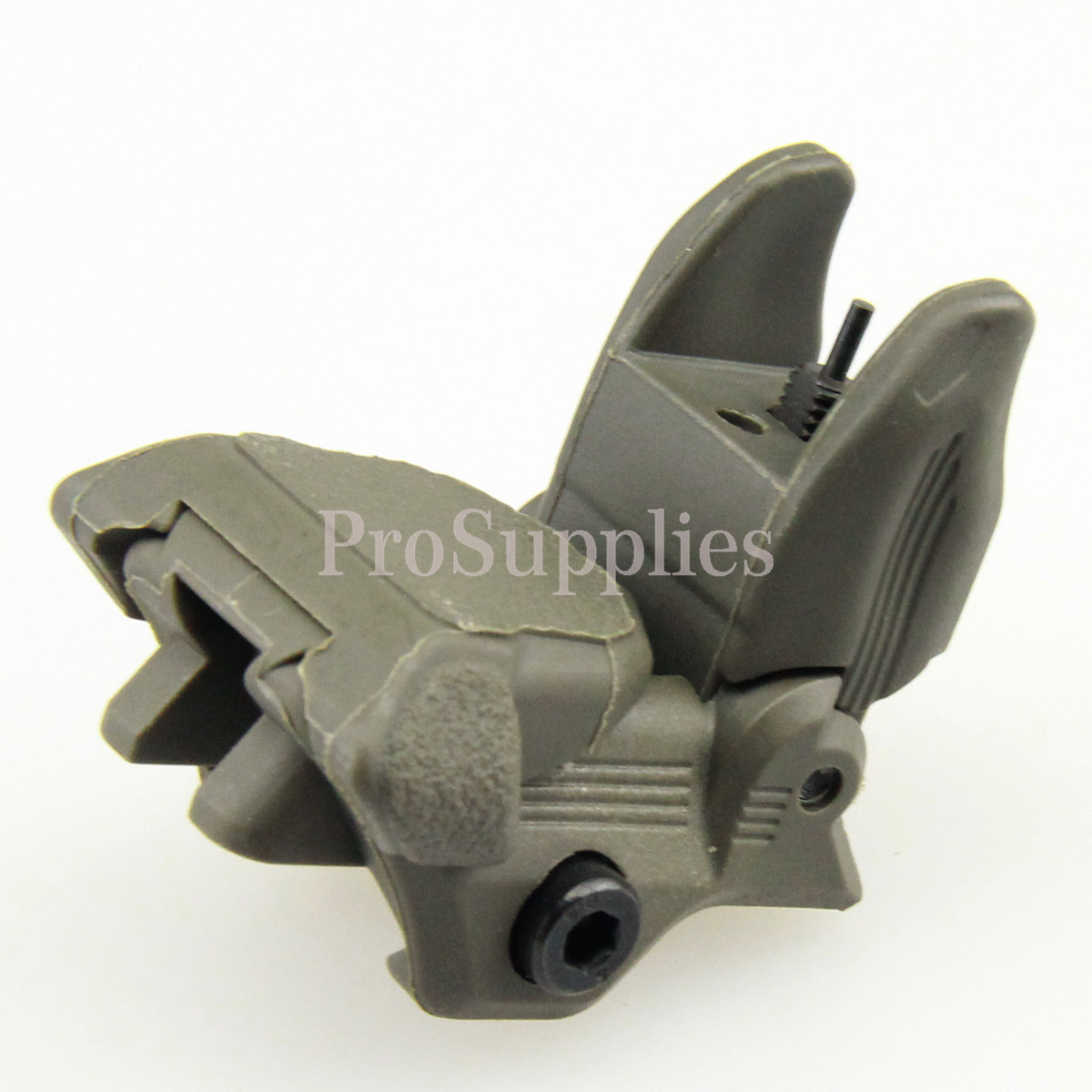 OD Green Polymer Flip Up Folding Auto Deploy Front & Rear BUIS Back Up Sight Set