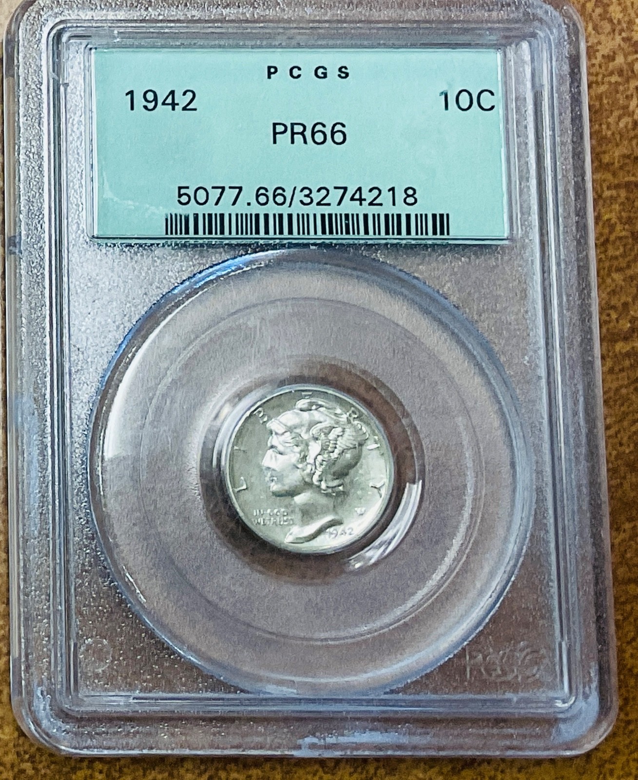 1942 Proof Mercury Dime Pcgs Pr66 OGH, GREEN label.