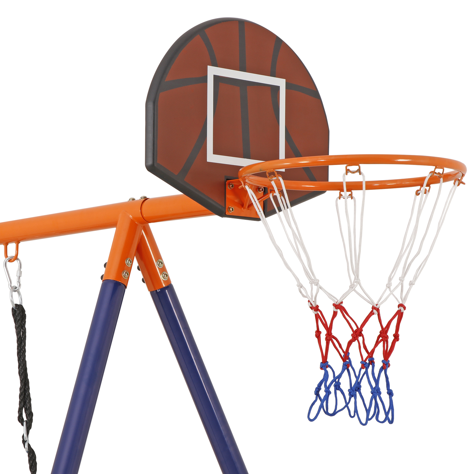 6 in 1 Swing Set Outdoor Kids Play Ground with Safety Frame for Backyard Park