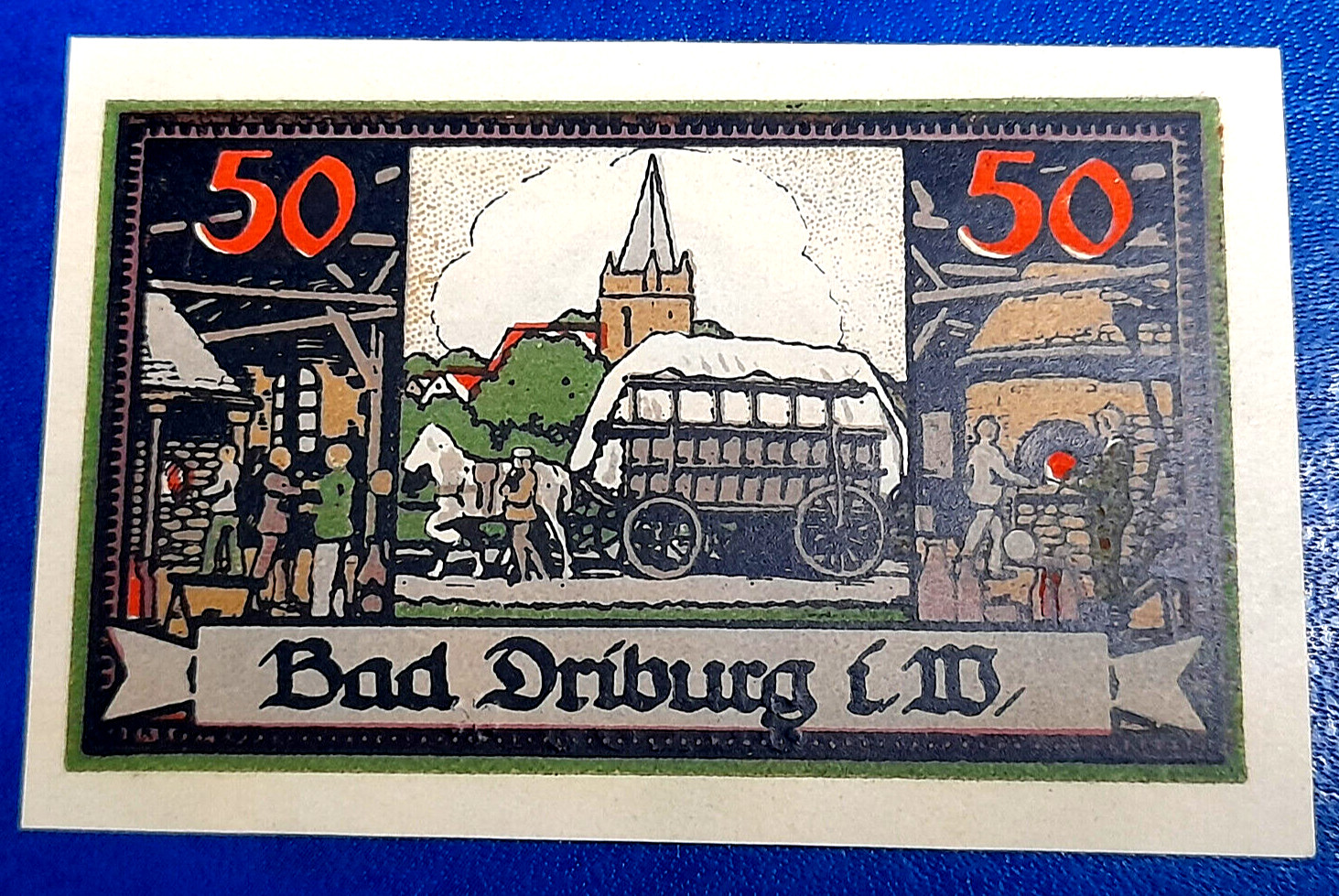 BAD DRIBURG NOTGELD 50 PFENNIG 1921 EMERGENCY MONEY GERMANY BANKNOTE (31926)