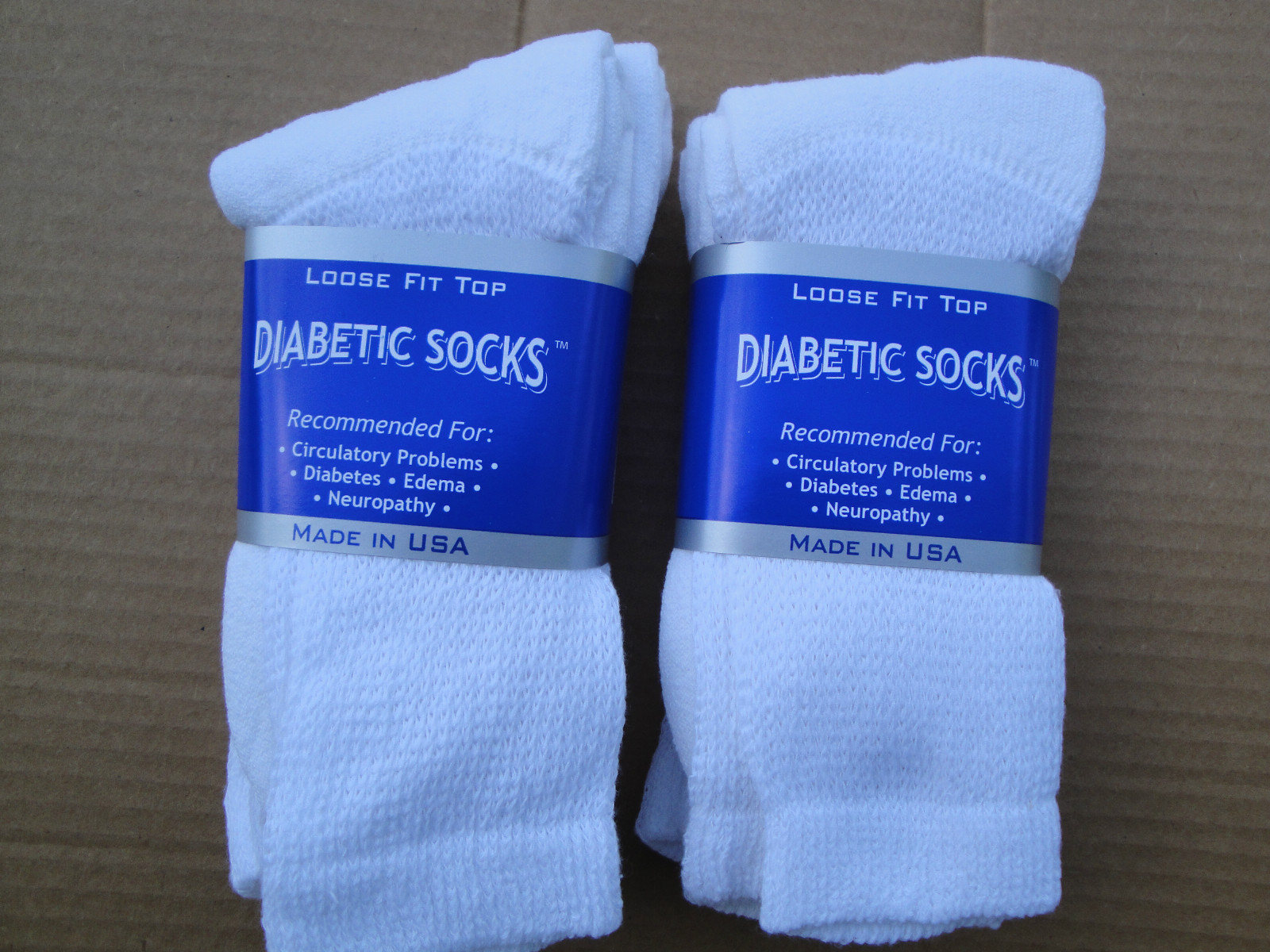 BEST QUALITY 6 pair of mens white Diabetic crew socks 10-13 size MADE IN USA