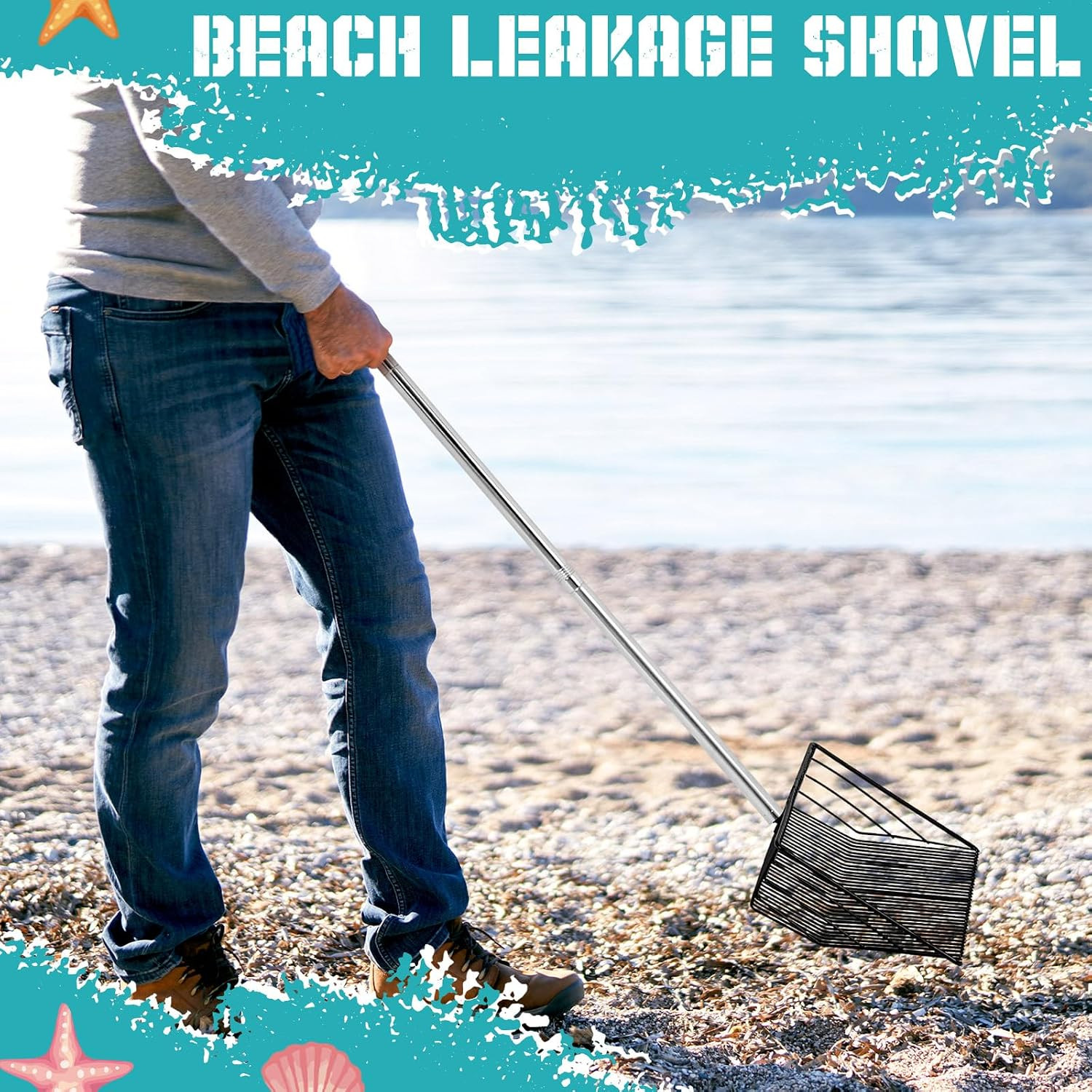 Sand Flea Rake 4 Pcs Stainless Steel Detachable Beach Sand Sifter Tool