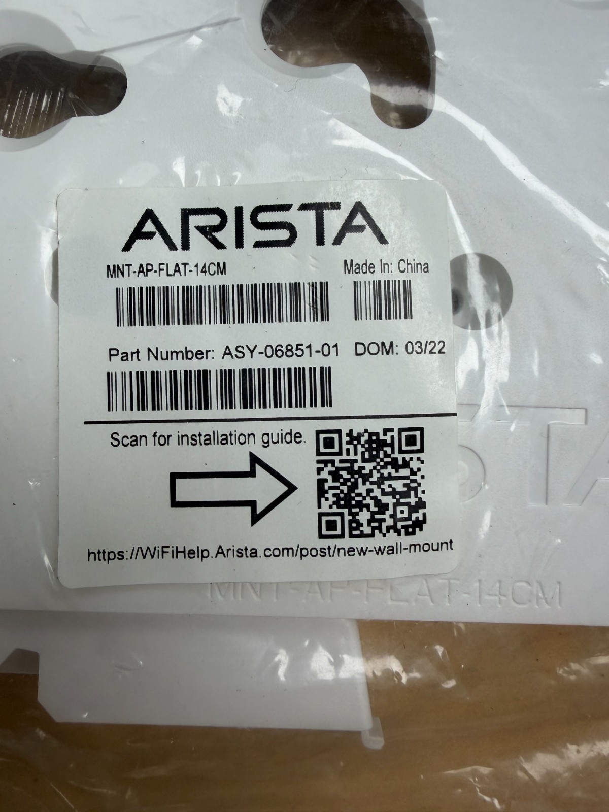 Arista MNT-AP-FLAT-14CM Wireless Access Point Mount Kit ASY-06851-01 NEW Sealed
