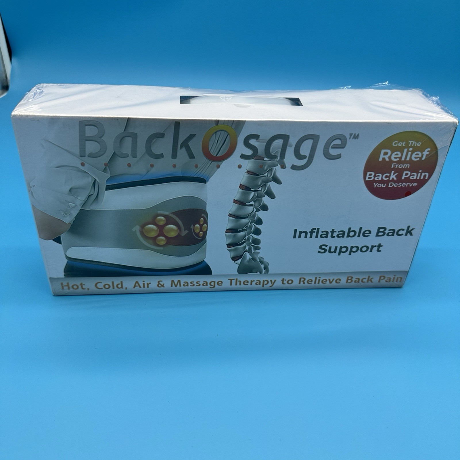 IGIA BackOsage Inflatable Back Support 8-in-1 Heat Massage Therapy Belt New