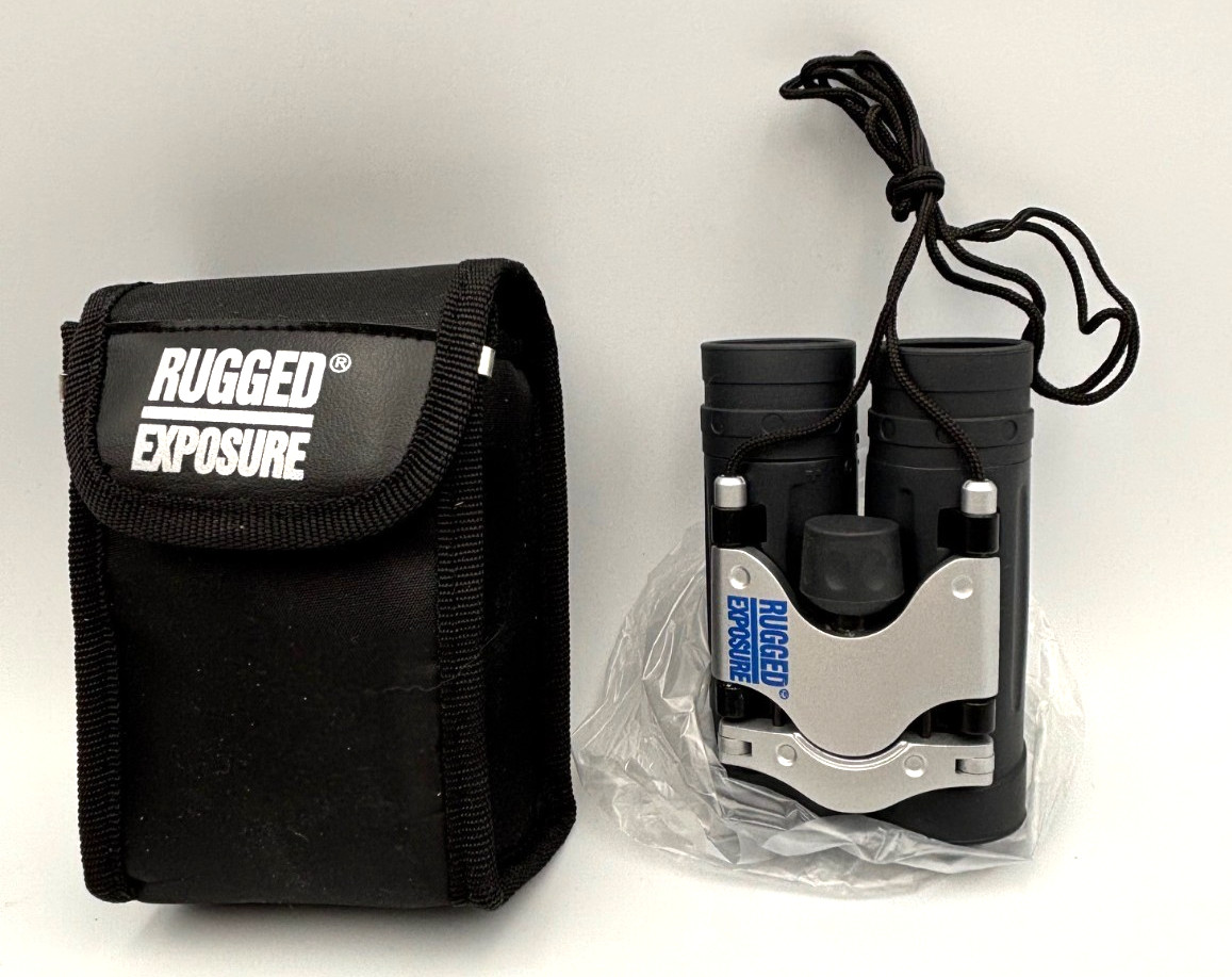 NEW Rugged Exposure 8x21 Pocket Binoculars Compact Hiking Bird Watching w/ Case