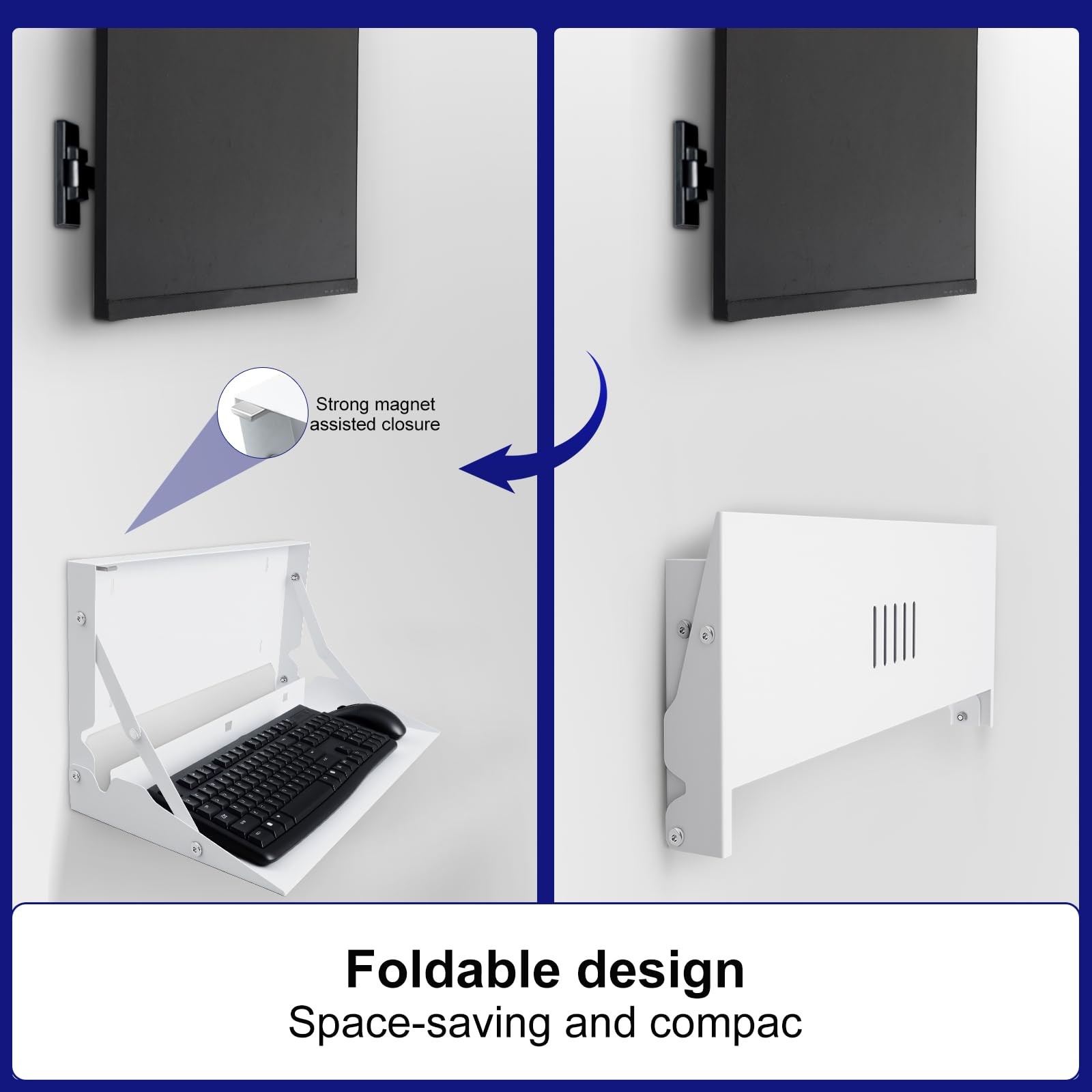 1 Pcs 24 Inch Keyboard Wall Mount Foldable Fits Standard Computer Keyboard Mo...