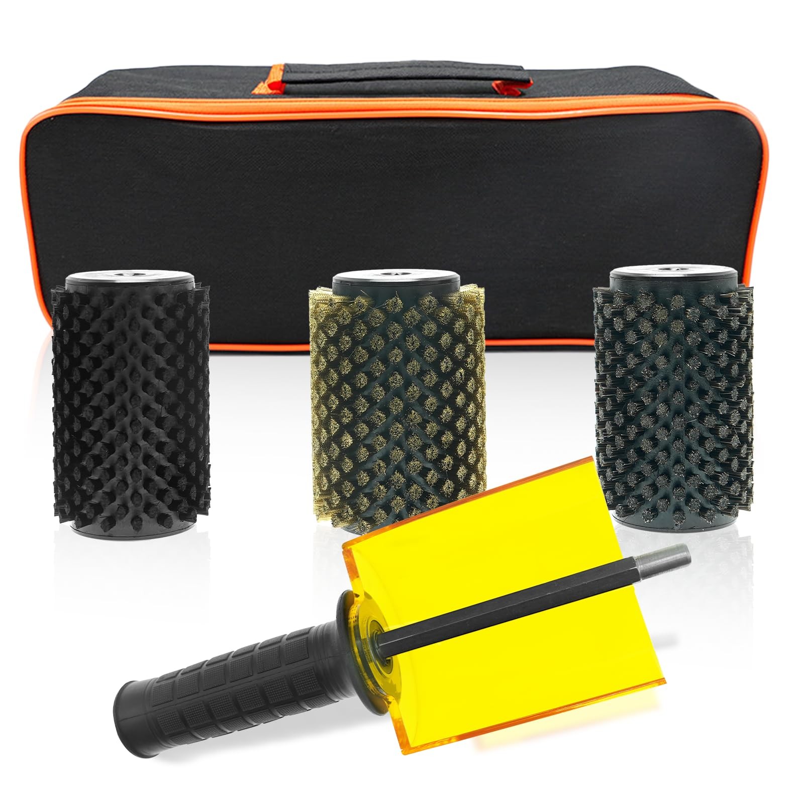 Etoupa 100Mm Ski Roto Brush Kit Roto Brush Handle Axle Snowboard Wax Brush Kit