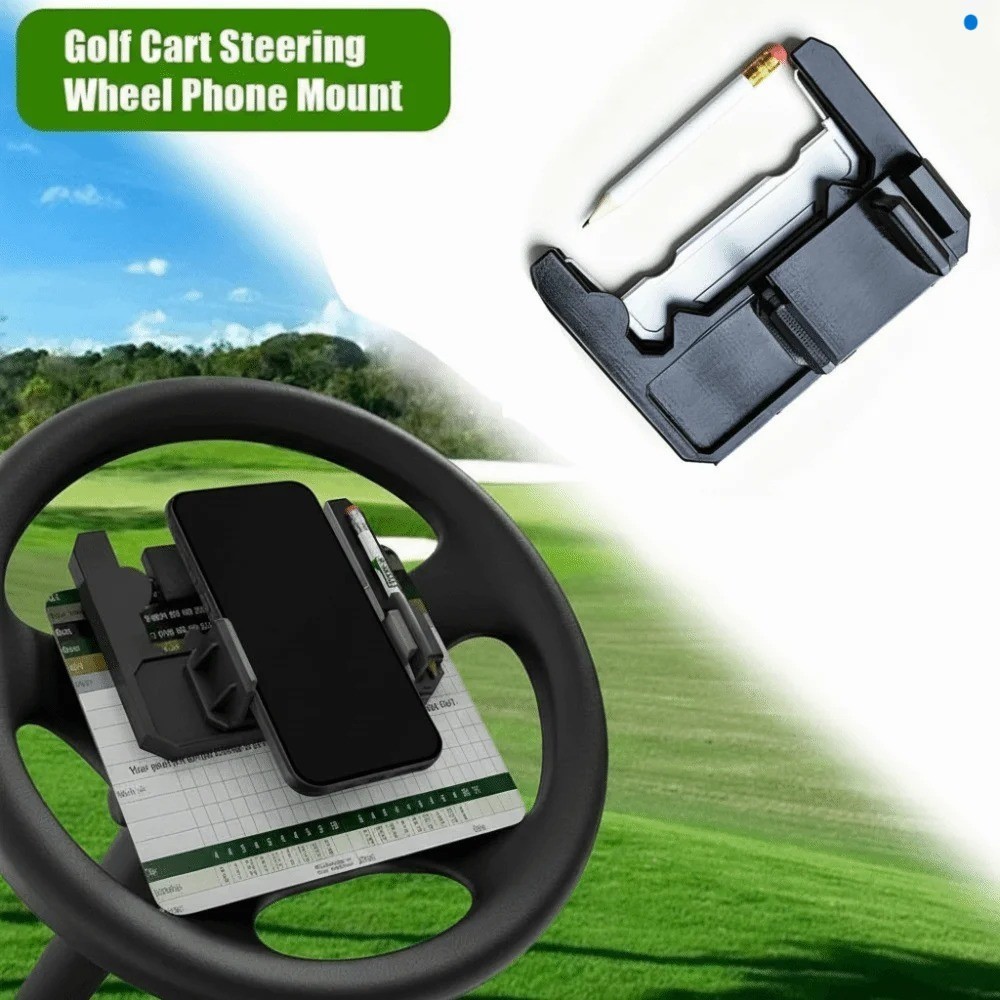 Golf Cart Steering Wheel Cell Phone Mount, Flip Up Phone Holder For Golf Cart