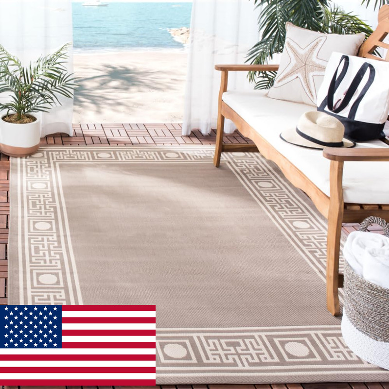 Safavieh Washable Rug Outdoor Courtyard Collection - 67 X 96 Dark Beige Beige