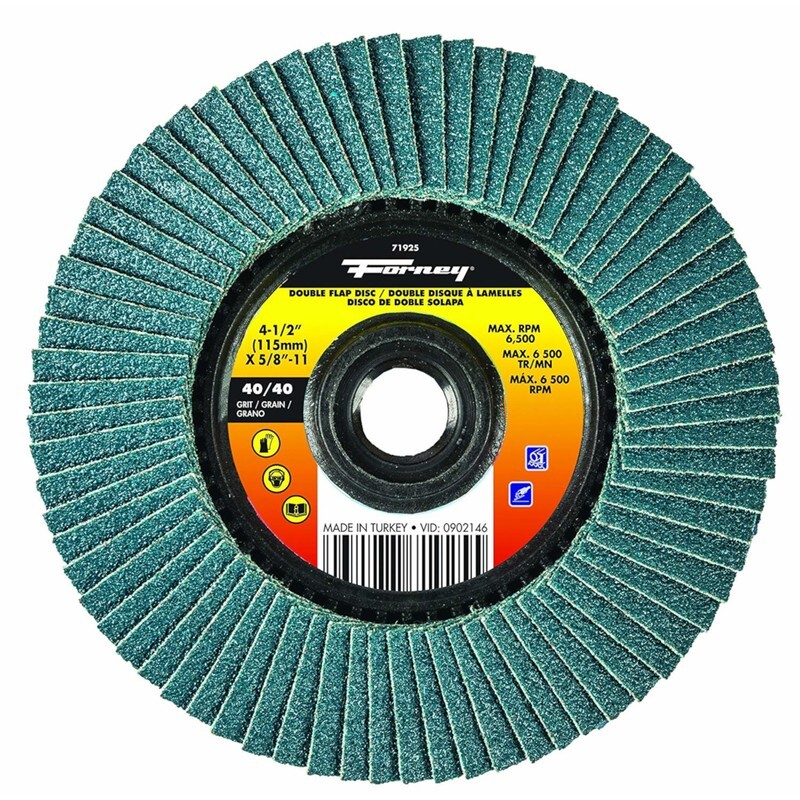 Forney 4-1/2" X 5/8"-11 Double Flap Disc 40/40 Grit Masonry Grinding Wheel 1 Pc