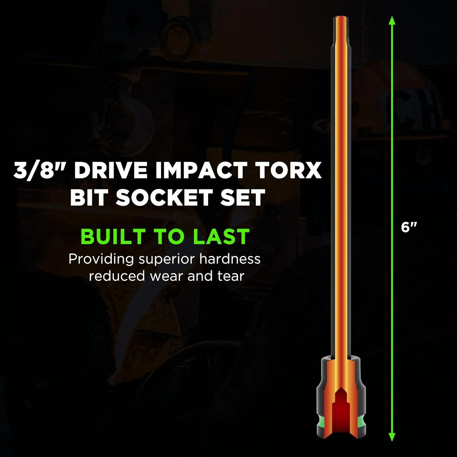 3/8" Drive Impact Torx Bit Socket Set, Extra Long Torx Socket, S2 Alloy Steel...