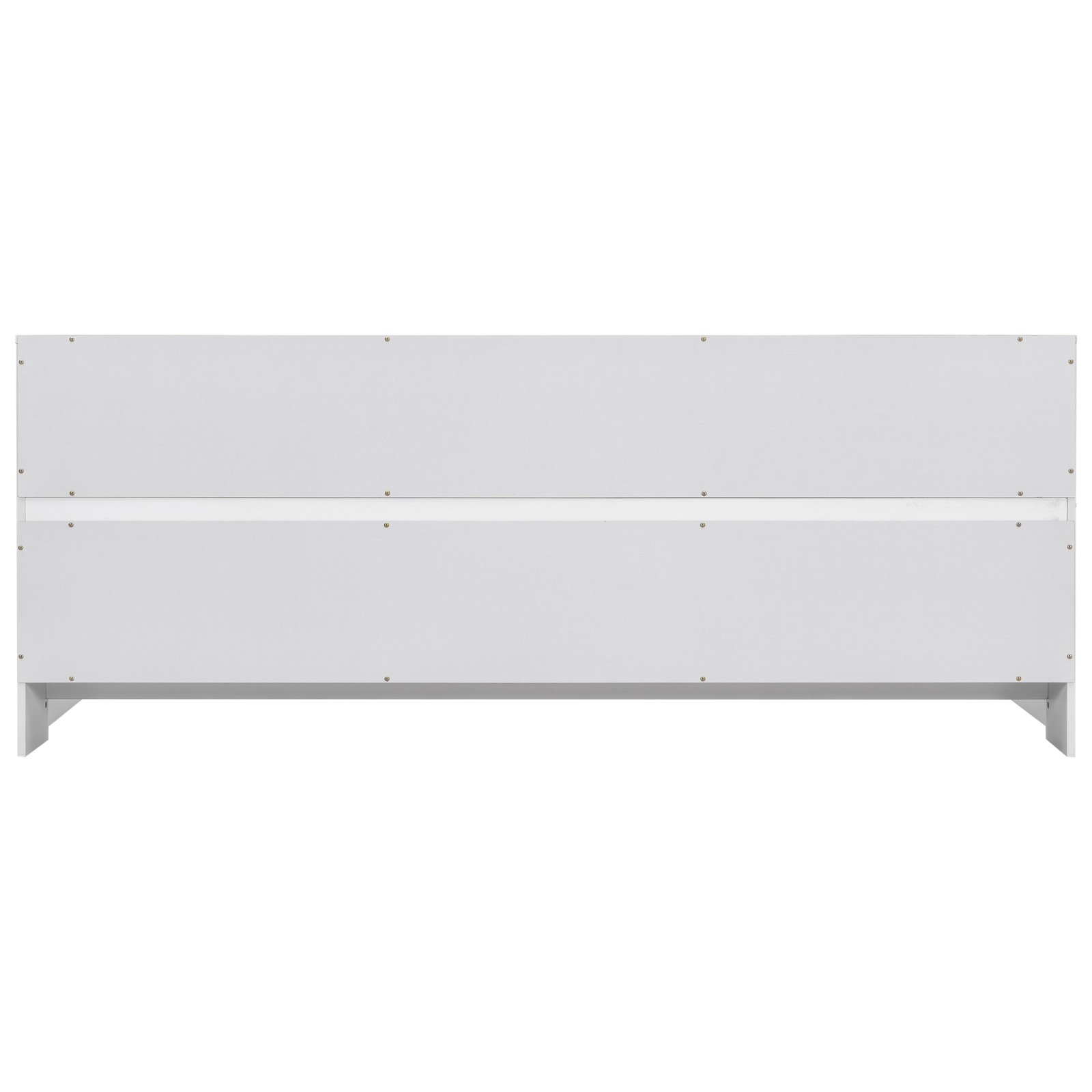 Full Size Floor Bed w/ Bookcase & Guardrails, White, Sturdy Pine Frame