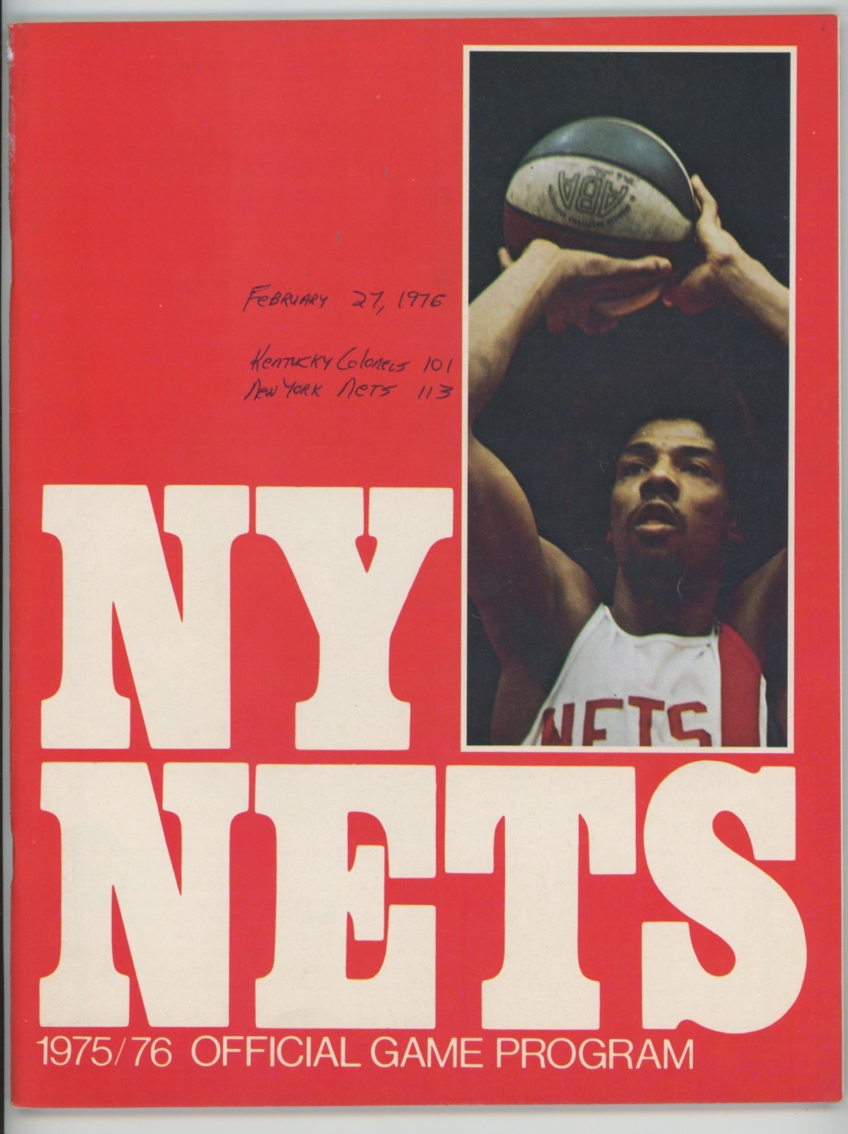 2/27/76 New York Nets vs. Kentucky Colonels Game Program • Scored