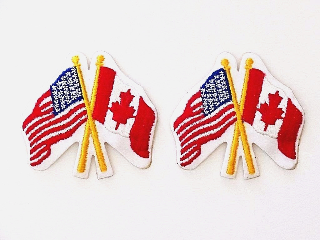 2 NOS Vintage American Canadian Flag Patches Chopper Bobber Leather Vest Jacket