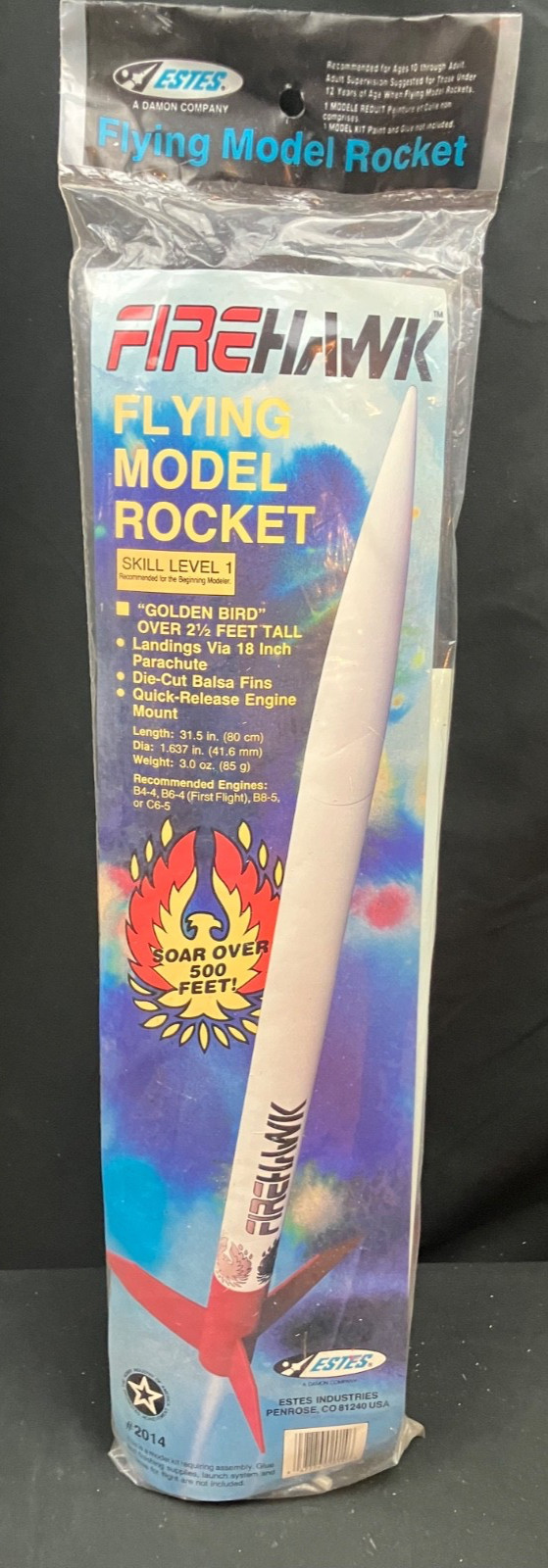 Vintage Estes Firehawk (Golden Bird)  Flying Model Rocket Kit #2014 - Sealed