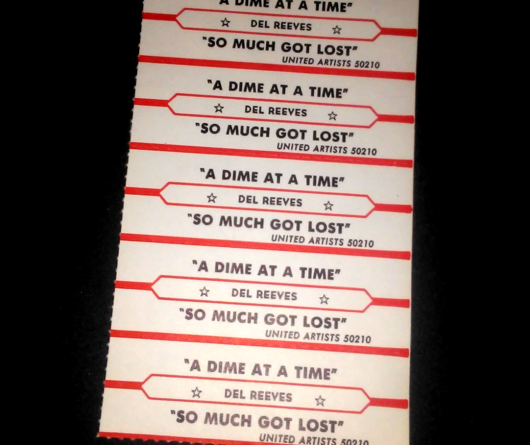 JUKEBOX STRIP (1) DEL Reeves A Dime At A Time/So Much Got Lost 45 L@@K!