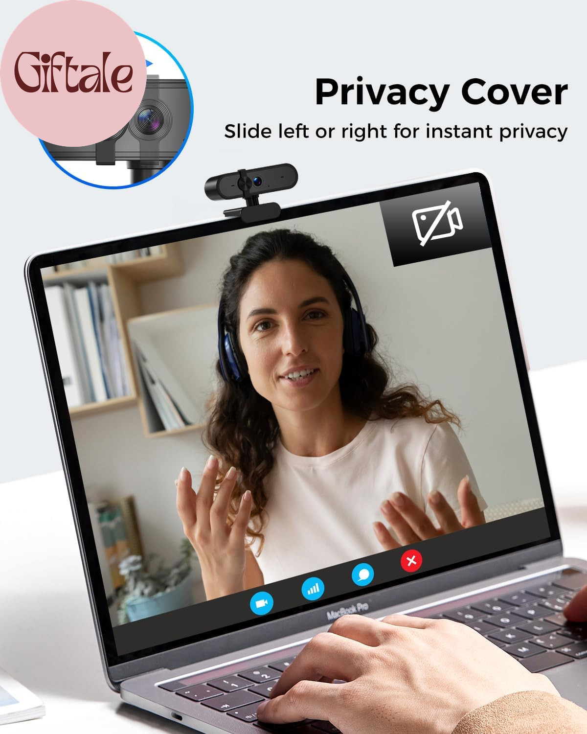 1080P Webcam Computer Camera with Microphone & Wide View - Auto Light Correction