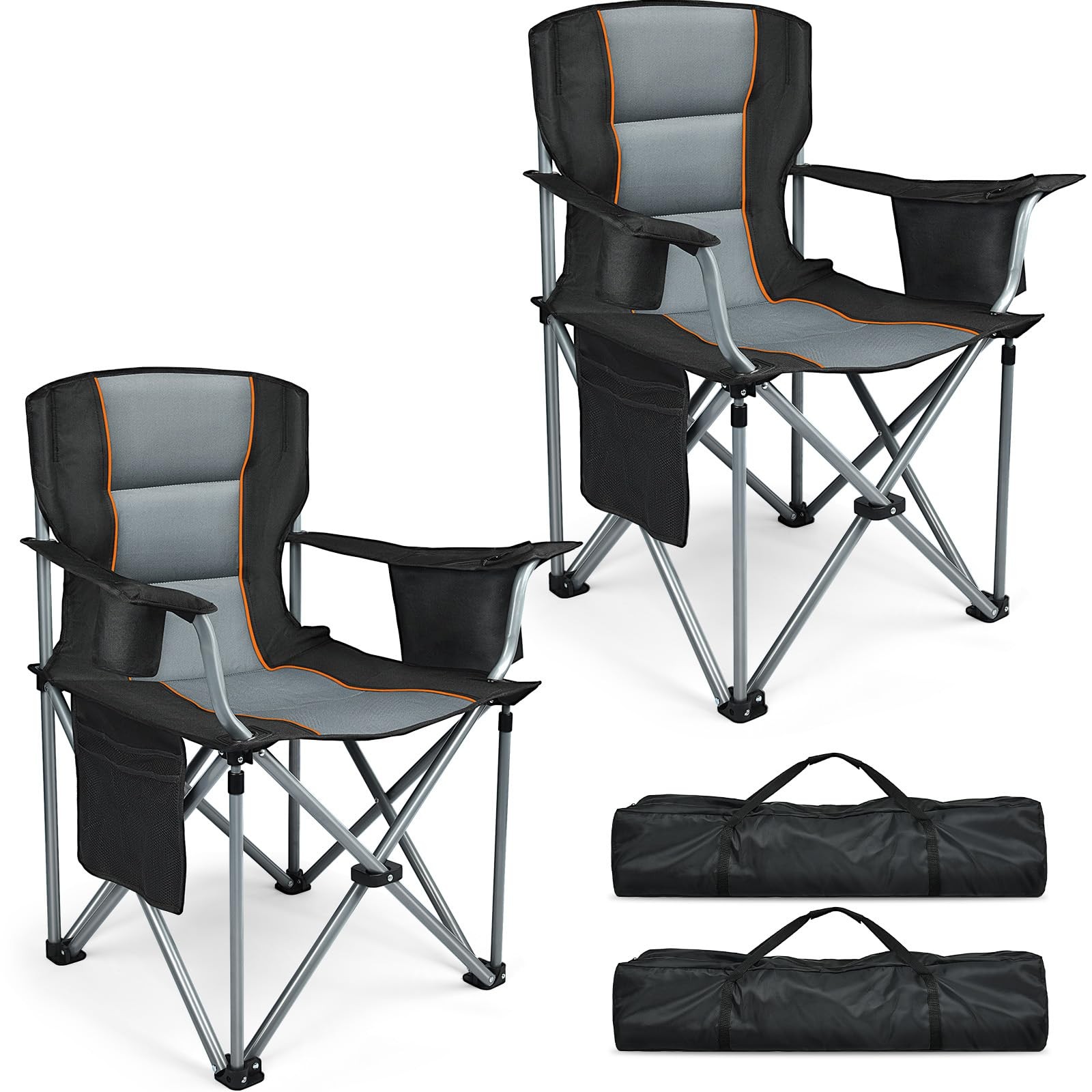 Camping Chairs, 2 Pack Oversized Heavy Duty Fully Padded Outdoor Folding Chai...