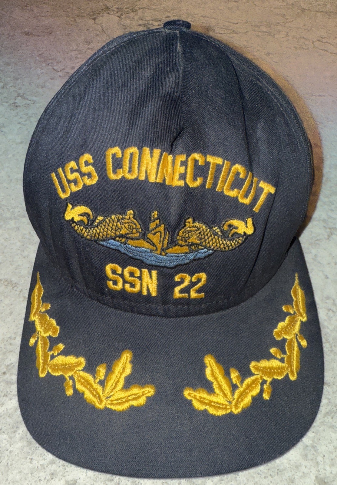 US NAVY USS Connecticut  SSN 22 Adjustable  Cap Hat Blue Yellow Embroidered