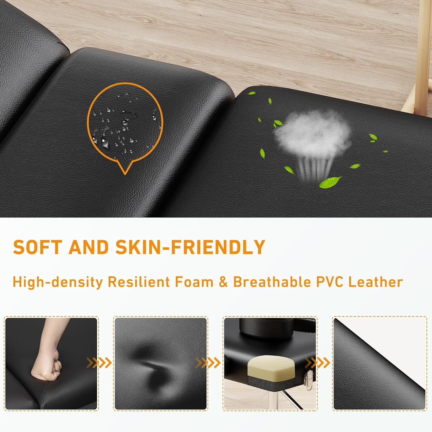 Portable Massage Table 3 Sections Reclining Bed Lash Spa Salon Bed w/Bag