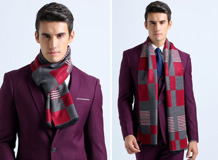 US NEW Mens England geometry neck scarves autumn winter long warm cool scarf