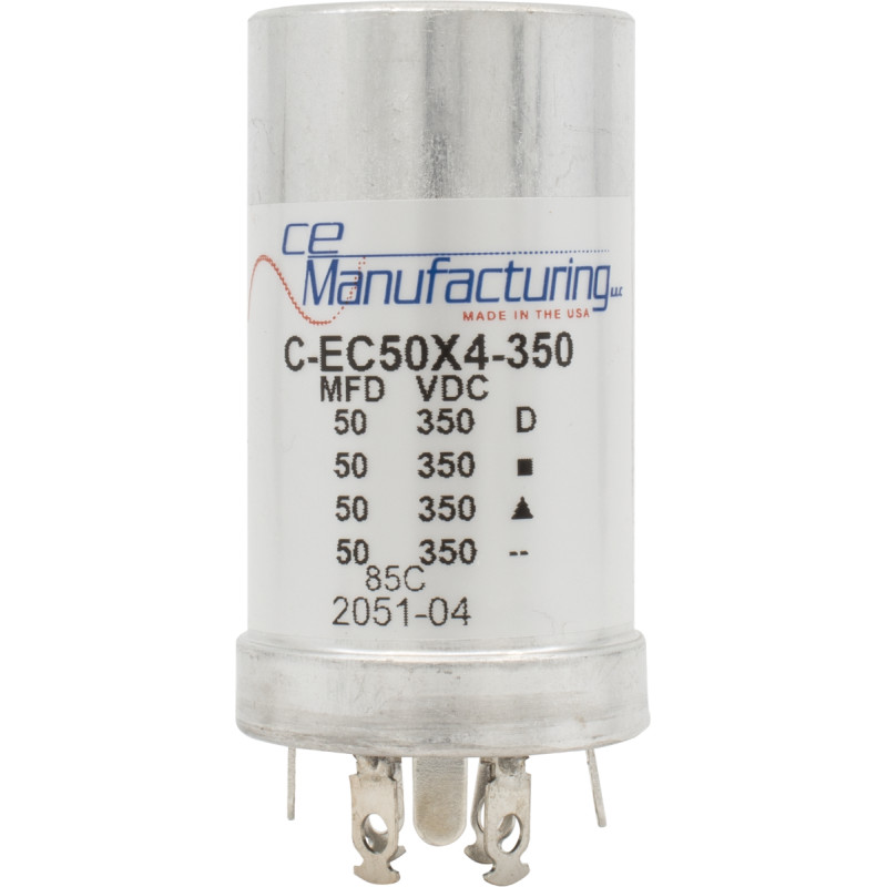 Can Capacitor, CE Manufacturing, 350V, 50/50/50/50 μF