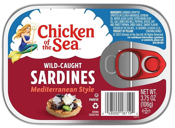 Chicken of the Sea Sardines: Mediterranean Style (Pack of 4) 3.75 oz Cans