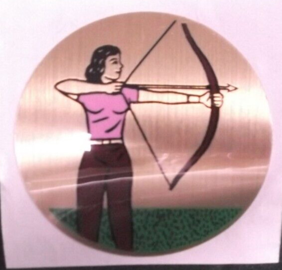 lot of 22 trophy parts archery female archer 2" diameter mylar stickers