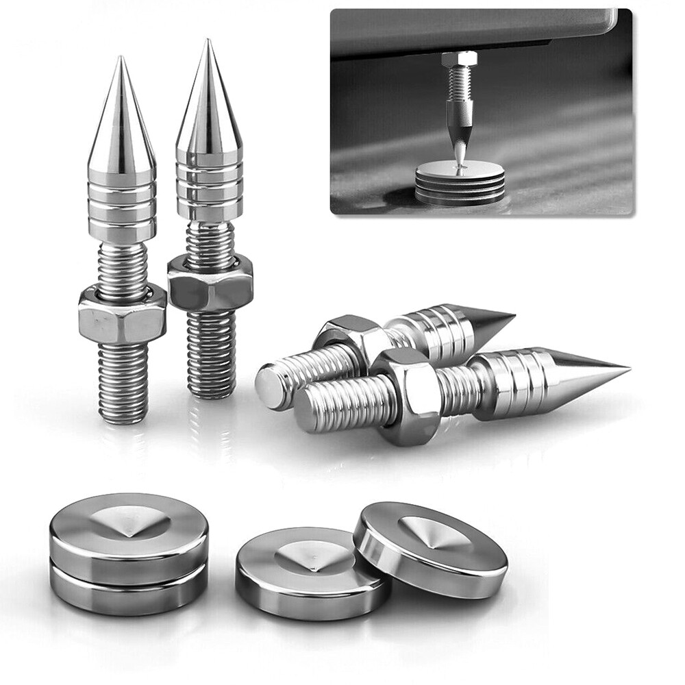 4pcs Stainless Steel Speaker Anti-Shock Spike Stand Isolation Feet Absorber Pads