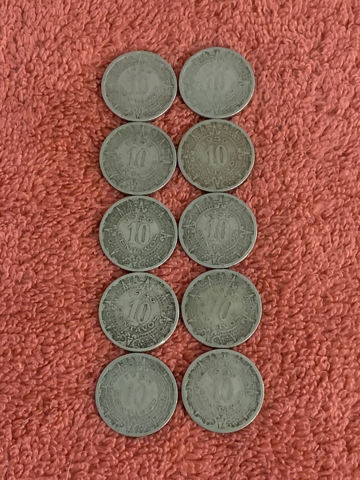 10 CENTAVOS MEXICO 1946  (10 Coins) Ten Cents Mexico **FREE SHIPPING **
