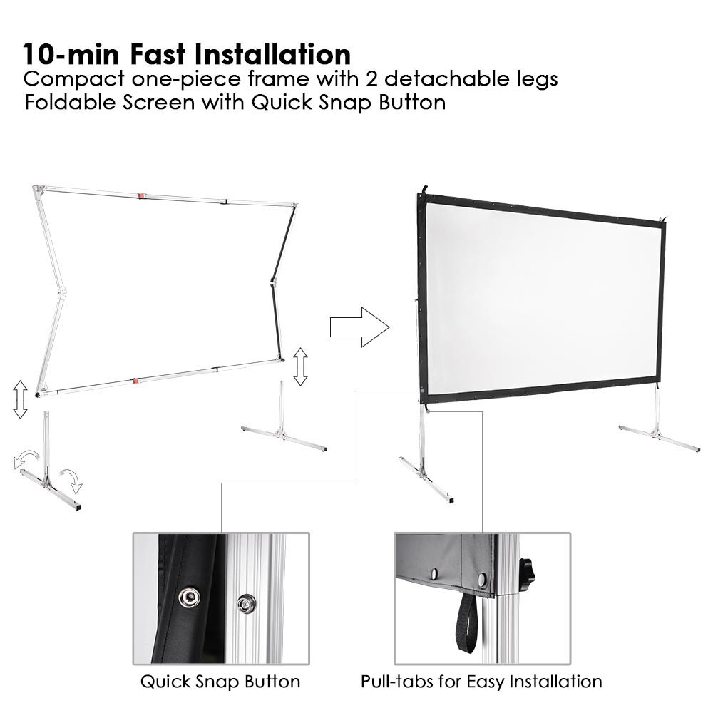 Projector Screen with Heavy Duty Stand 100inch 16:9 Outdoor Projection Screen