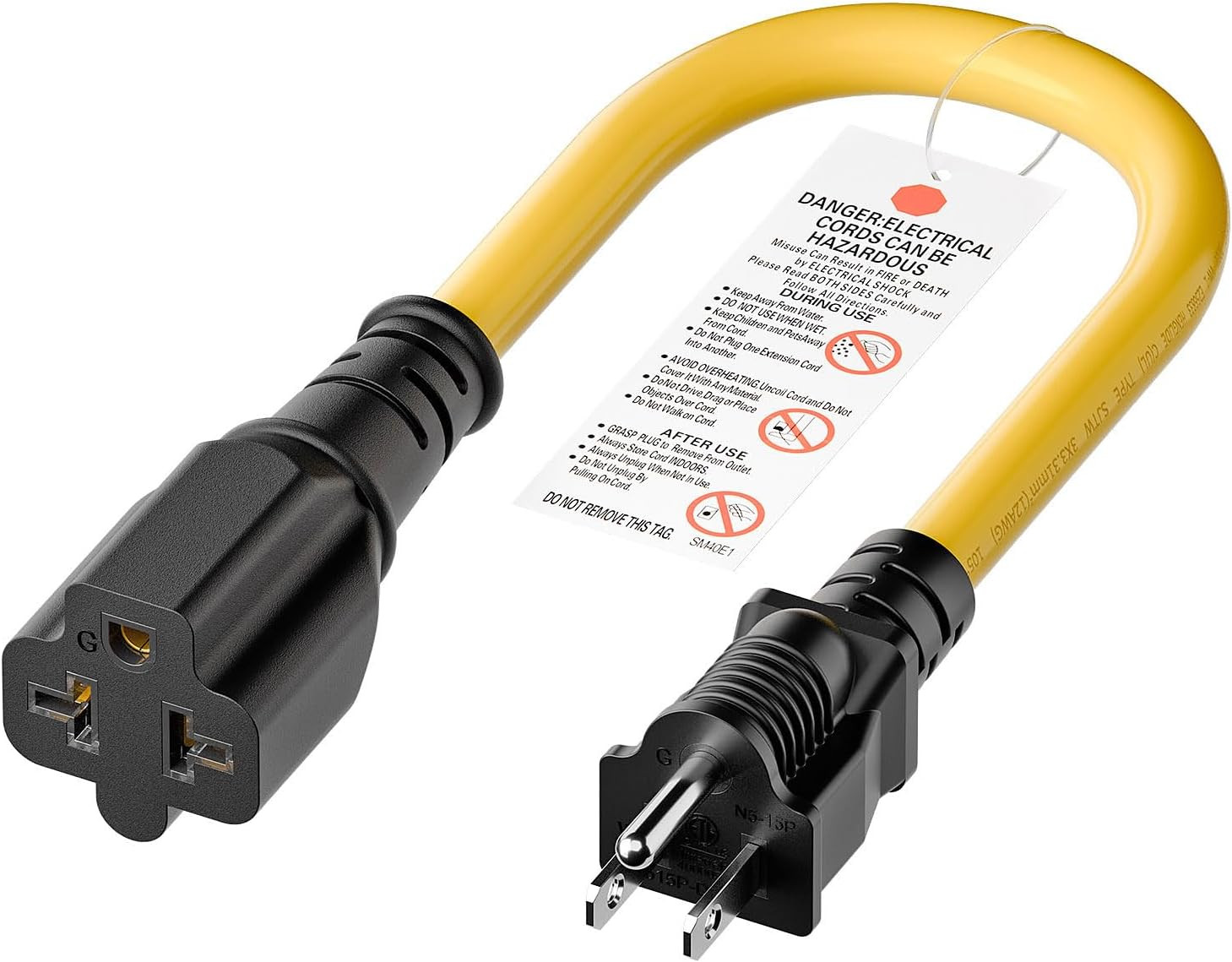 1-Foot Nema 5-15P to 4-In-1 Female Adapter Cable, 6-20R 12AWG Heavy Duty EV Char