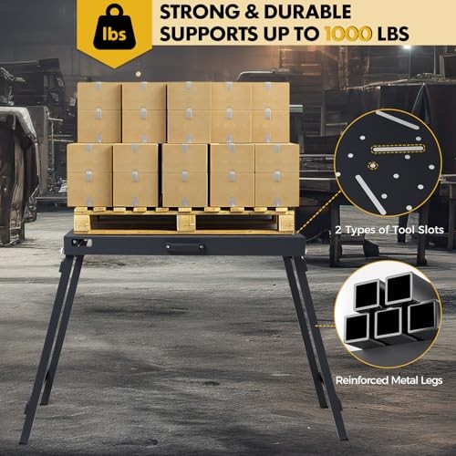 OLBRUS Welding Table Foldable Work Bench, Black | 1000LBS Capacity Heavy-Duty