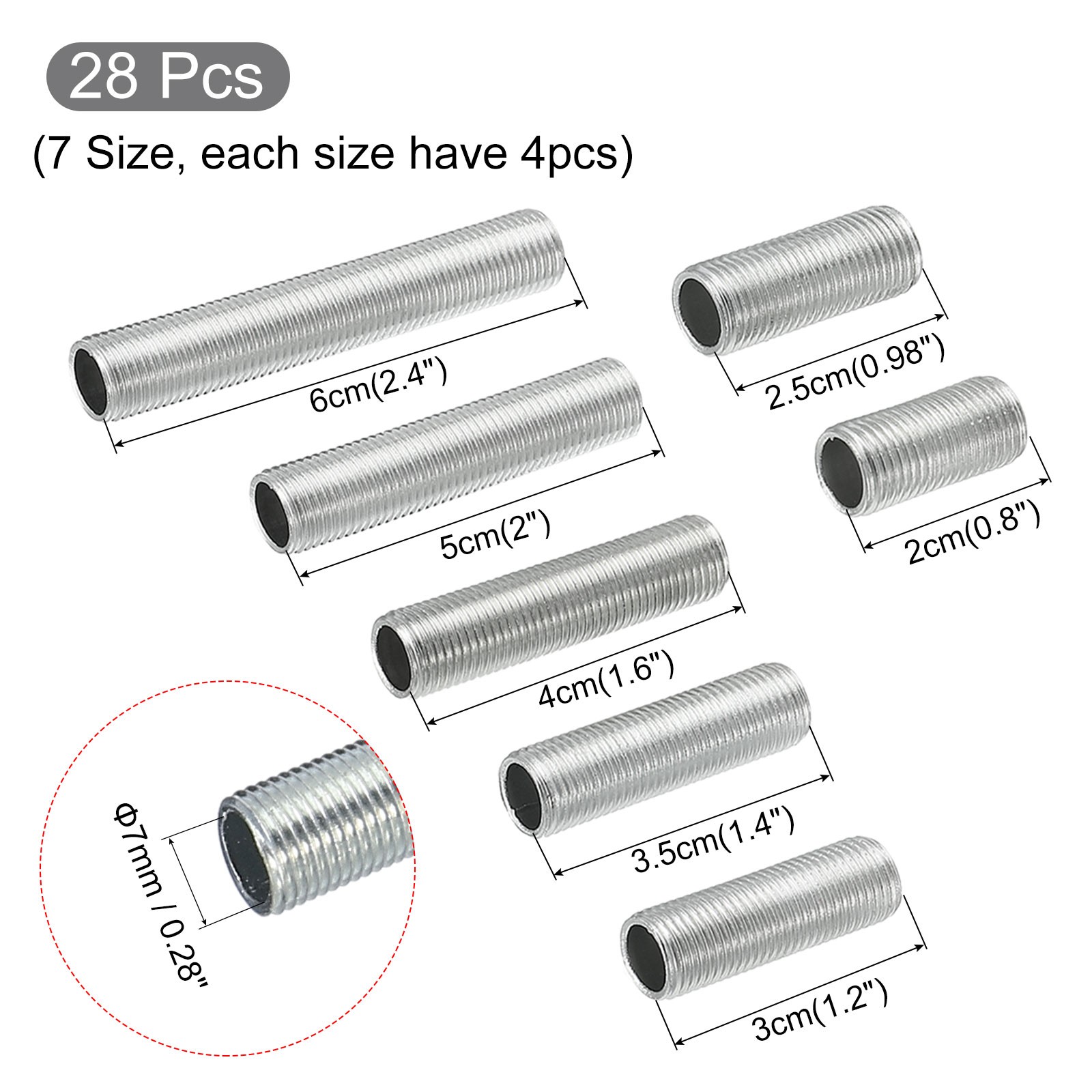 84pack Lamp Pipe with Lock Nuts Teeth Washers 1/8IP Thread Fasteners Assortment