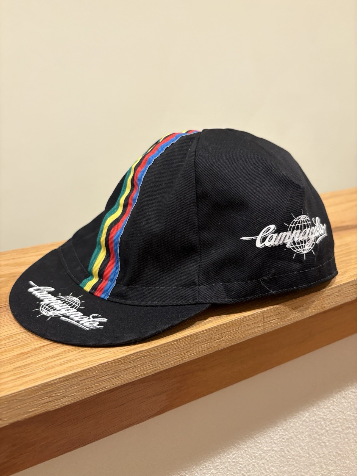 Campagnola Italia Cycling Hat Racing Cap Stretch Fitted Black Striped Biking
