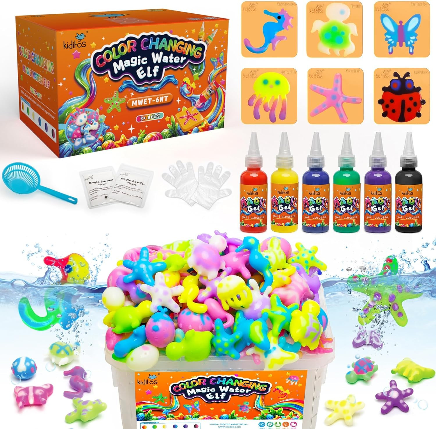 Kiditos Color Changing Magic Water Elf Toy Kit, Magic Aqua Fairy Water Gel Kit w