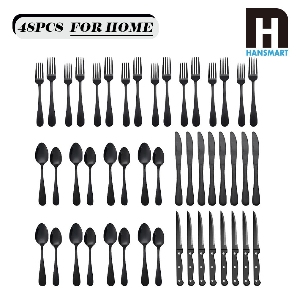 48-Pieces Stainless Steel Flatware Set with Steak Knives
