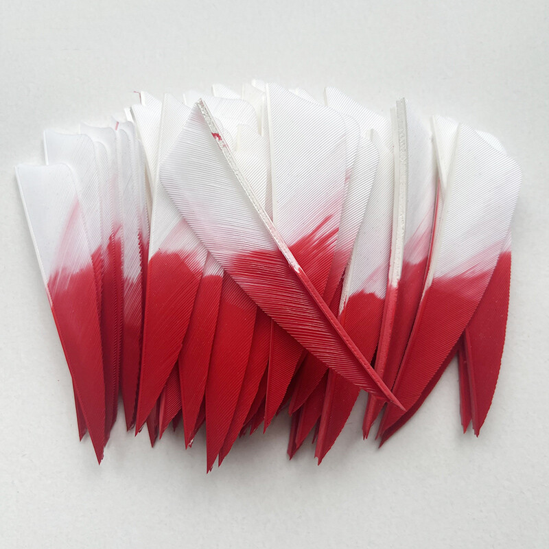 50 PCS 3INCH Shield Gradient White&Red Archery Arrow Feathers Fletchings RW LW